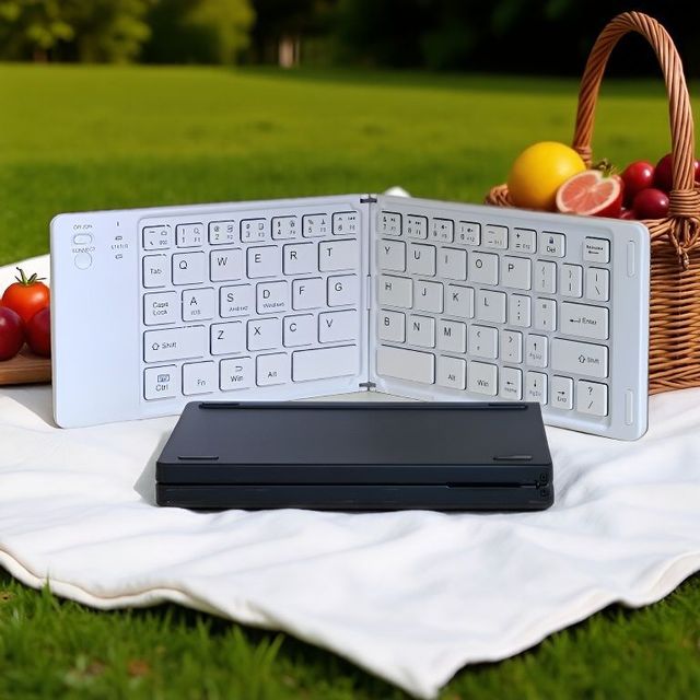 Manufacturer Wholesale Two-Fold Foldable Bluetooth Keyboard Charging Wireless Keyboard Three-System Universal Mini Keyboard