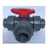 Vanne à boisseau sphérique manuelle à trois voies ATA World Quality, raccord en T, raccord en L, 1/2'' à 2'', UPVC, PPH, CPVC, avec plaque de montage