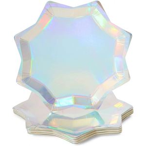Modern Holographic Octagon Shaped Paper <b>Plate</b> Die-Cut Party Supplies for Tableware & Decorations Hot Selling - Product Image 1