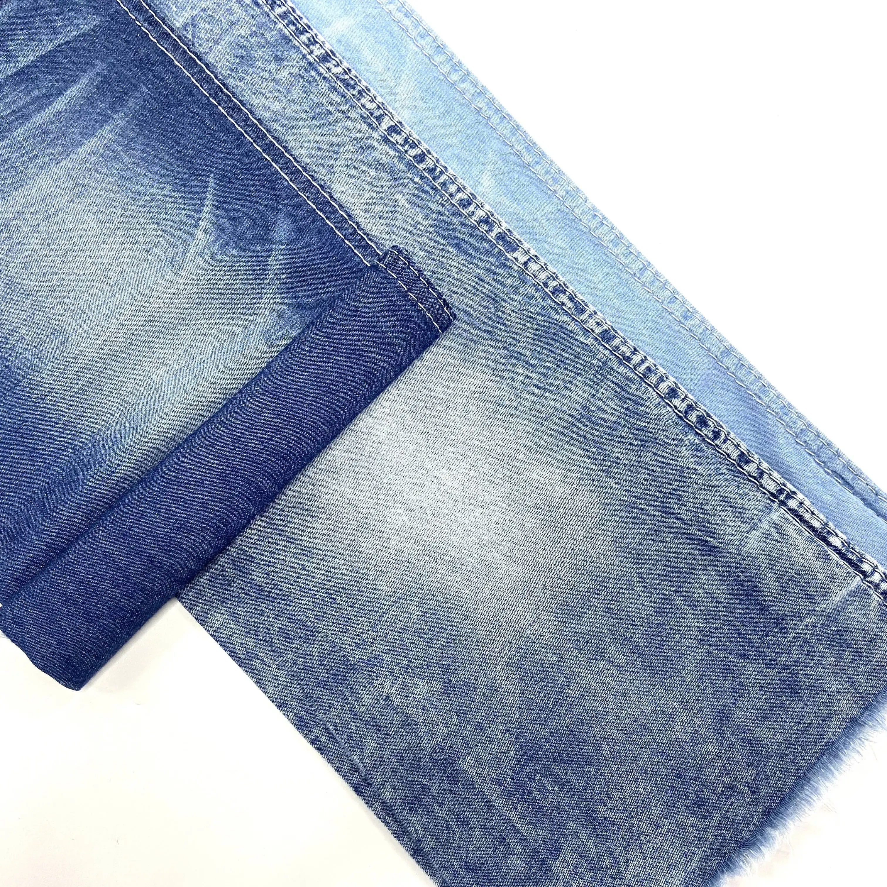 Tinta de denim de algodão orgânico certificada, tecido de denim de algodão 100 leve 4-5 oz