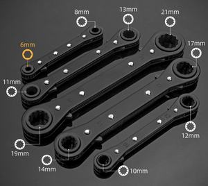 Juego de llaves de carraca excéntricas de doble anillo de acero al cromo vanadio de 5 piezas con fuente de alimentación manual y estuche rígido para reparación automotriz - Product Image 4