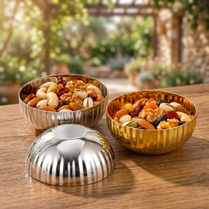 Metal Decorative Serving <b>Bowl</b> <b>with</b> <b>Lid</b> Fluted Candy Nut Snack <b>Bowl</b> for Wedding Table Decor - Product Image 5
