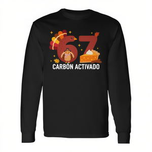 67 Meme Six Seven Turkey Pumpkin Pie T-shirt a maniche lunghe per il Ringraziamento - Product Image 2