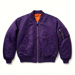 Blouson Bomber Homme Léger à Fermeture Éclair Intégrale avec Col Côtelé – Vêtement Décontracté Style Sororité Grecque - Product Image 1