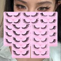 Nouvelles 5 paires de faux cils en forme de œil de chat, style renard, cils épais naturels, tige noire