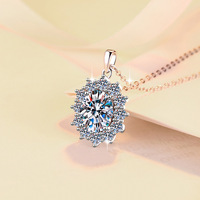 Collier pendentif en moissanite ovale 3 carats, plaqué rhodium, argent sterling 925, élégant