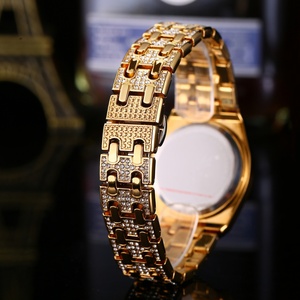 Reloj de Lujo Único para Mujer con Diamantes, Reloj Redondo Dorado con Esfera Personalizada, Reloj de Pulsera de Cuarzo de Lujo con Circonitas - Product Image 4