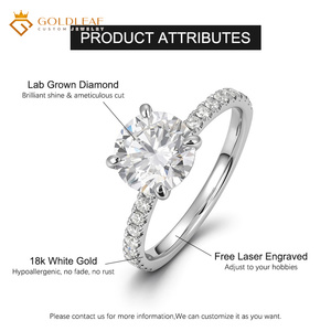 Anillo de Compromiso Goldleaf IGI de Oro de 18k con Diamante Cultivado en Laboratorio de 2CT, Corte Brillante Redondo VVS, Color Clásico DEF, Anillo de Boda, Regalo - Product Image 4