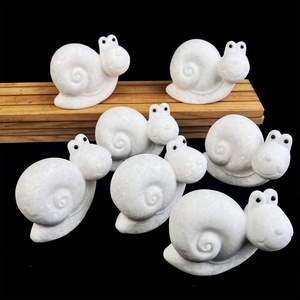 Wholesale Polished Natural <strong>Stones</strong> Home Decoration Crystal Carving Craft <strong>White</strong> <strong>Jade</strong> Snail for Souvenir - Product Image 2