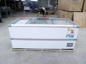 Congélateur coffre commercial à porte vitrée, prix usine, pour la présentation de glaces, gelatos et bâtonnets glacés - Product Image 1