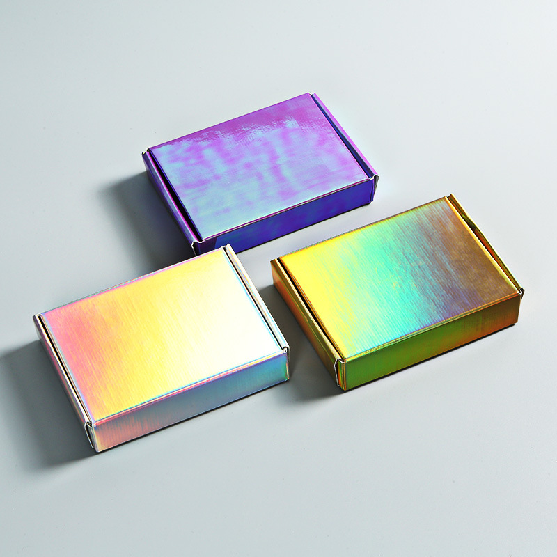 Custom Size Printed Gift Wrap Laser Wholesale Color Packaging Gold Small Gift Box Wig Blank 3-Layer Corrugated Carton Mailer Box