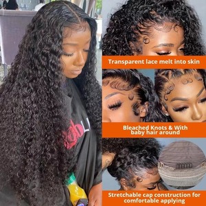 Perruque Lace Front en <span class=keywords><strong>fibre</strong></span> haute température 180% <span class=keywords><strong>de</strong></span> qualité supérieure, nouveau produit, longue, bouclée, volumineuse, naturelle, pour petites boucles africaines - Product Image 2
