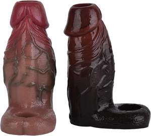 Gode en silicone pour homme Manchon creux pour pénis avec anneau pénien Petit pénis Gaine pour adulte Sex toy pour homme Manchon d'agrandissement du pénis - Product Image 1