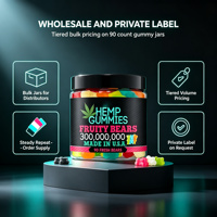 Gummies de chanvre en gros, pots de 90 unités, oursons fruités, supplément en vrac pour distributeurs