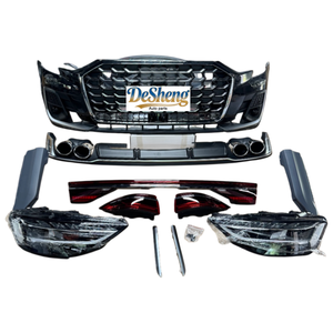 Installation sans dommages pour Audi A8, mise à niveau vers kit carrosserie S8, pare-chocs avant, phares LED, calandre, spoiler, matériau PP de haute qualité. - Product Image 2