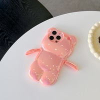 Coque de téléphone en TPU électroplaqué 13D motif ours pour iPhone 18 17 16 15 14 13 12 11 Pro Max Plus – Protection antichoc mignonne