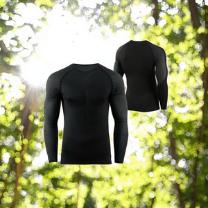 Chemise de compression à manches longues pour homme, noire, en spandex et polyester, à séchage rapide, pour le surf et l'entraînement MMA - Product Image 2