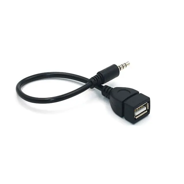 3,5mm macho de Audio Aux Jack a USB 2,0 Cable adaptador de convertidor hembra Auto MP3