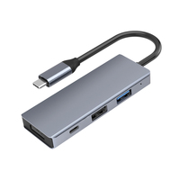 Hub USB-C 4-en-1 USB3.0 4K PD 100W Haute Vitesse 5-8 Ports en Alliage d'Aluminium Station d'Accueil Adaptateur de Charge pour iPad Macbook PC En Stock