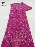Tissu en dentelle à sequins et perles nigérianes de luxe de haute qualité, nouveau design brodé pour robes de mariée, accessoires de fête, tricoté