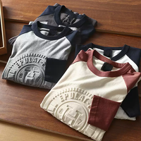 T-shirt de haute qualité pour hommes, impression en gros, t-shirt personnalisé avec motif en relief 3D, t-shirt à manches longues surdimensionné pour hommes, tissu lourd