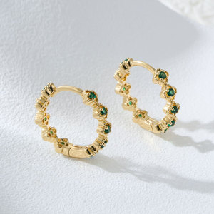 Cuff Earrings Geometric Plant Design Bezel Set Zircon Copper Alloy Fashion Gift Jewelry EA14330 - Product Image 4