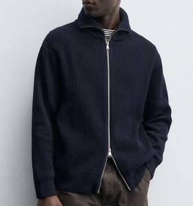 <span class=keywords><strong>Cardigan</strong></span> in Lana Stile Old Money con Collo Alto e Zip, Maglione a Maglia Grossa di Alta Qualità, <span class=keywords><strong>Cardigan</strong></span> <span class=keywords><strong>Basic</strong></span> Quotidiano da Uomo per l'Inverno - Product Image 1