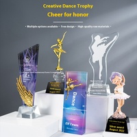 Nouveau trophée de récompense plaqué or de résine de métal de cuivre d'argent de logo personnalisé créatif avec la base noire de cristal de verre