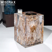 WISEMAX FURNITURE Table d'appoint de canapé design créatif table basse rectangulaire moderne stable en résine transparente pour salon bureau