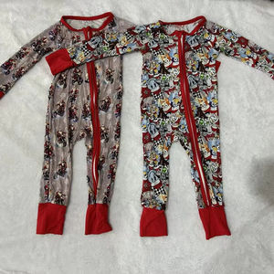 Оптовая продажа, Бамбуковая милая детская бамбуковая одежда на заказ, детская Высококачественная комбинезон с пузырями, одежда на молнии - Product Image 1