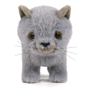 Realistici occhi grigi pelosi in plastica membra carine in piedi piccolo gatto giocattolo con la coda 6 pollici <span class=keywords><strong>di</strong></span> cotone imbottito fatto a mano gatto peluche - Product Image 3
