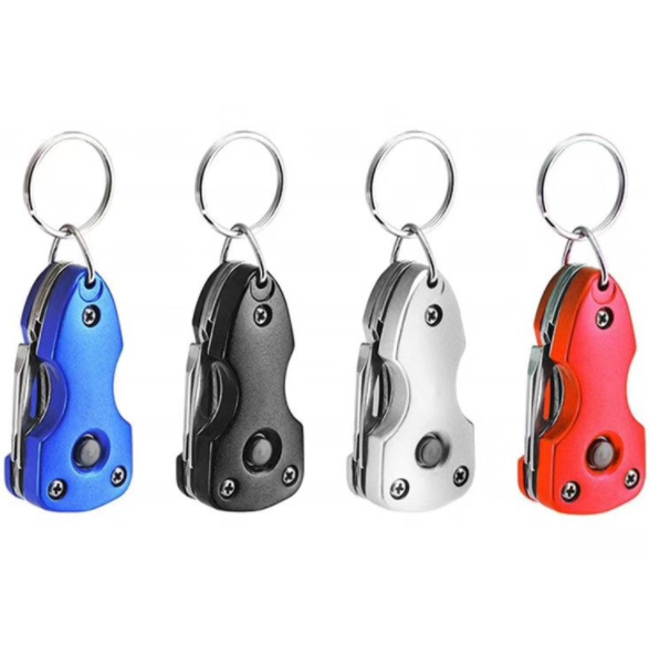 Personalized Souvenir EDC Gadgets 6 in 1 LED Pocket Knife Screwdriver Keychain Tool Multitool for Outdoor Use
