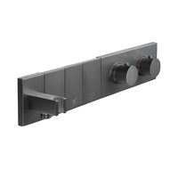 Robinet de douche thermostatique à trois voies en laiton avec corps en cuivre brossé, interrupteur à bouton et cartouche céramique