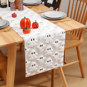 Nouveau chemin de table en polyester/coton tissé blanc, résistant à l'huile, pour Noël, Halloween, fantôme, automne, hiver, citrouille, fête, décoration de table, maison - Product Image 4