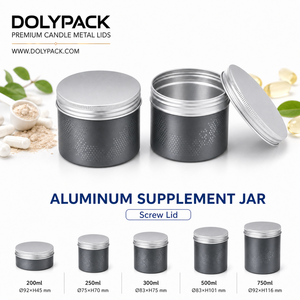 Pot en aluminium en gros avec couvercle à vis, finition bleu poudré minimaliste, pour poudre nutritionnelle et protéine en poudre - Product Image 1