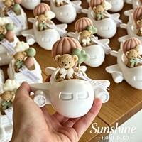 Bougie parfumée mignonne en céramique personnalisée avec nom, en forme d'avion, d'ours en peluche ou de nuage, figurine porte-bougie pour l'aromathérapie, idéale pour les cadeaux d'anniversaire