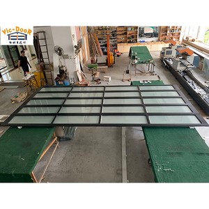 Porte de Garage Intelligente Double Voiture Moderne 16x7ft Nouveau Verre en Alliage d'Aluminium en Fibre de Verre avec Miroir de Style Ouvert Roulant - Product Image 5