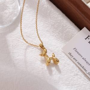 힙합 비 변색 실버 18K 골드 도금 스테인레스 스틸 풍선 개 펜던트 목걸이 트렌디 링크 여성 남성 결혼식 - Product Image 4