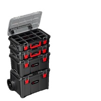 Boîte de rangement modulaire empilable avec poignée télescopique, grande, à trois niveaux, mobile, résistante à la poussière, pour installation sur porte ou fenêtre