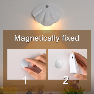 Night <b>Light</b> Motion Sensor <b>Shell</b> Shaped Eco-Friendly Plastic Spotlight USB Type C Rechargeable Portable Bedroom Corridor - Product Image 4