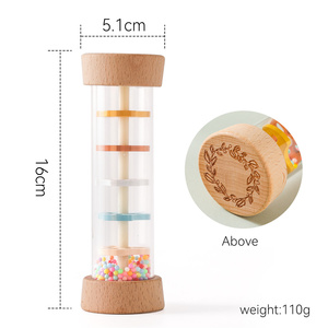 Jouet <span class=keywords><strong>sensoriel</strong></span> Montessori en bois, instrument de musique de simulation, petite horloge à sable arc-en-ciel pour l'éducation précoce, hochet pour bébé, jouet en bois - Product Image 6