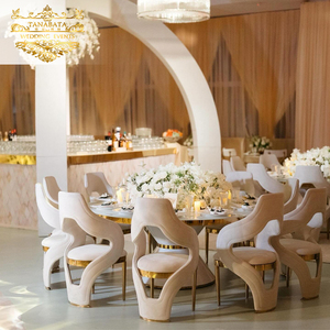 Comedor Marco de acero inoxidable dorado Terciopelo negro Eventos Fiesta Silla de banquete real - Product Image 4