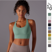 Soutien-gorge de sport sans fil pour femme, maintien élevé, réglable, bretelles croisées, sans couture, séchage rapide, respirant, Spandex/Nylon