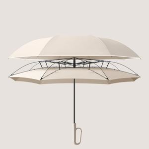 Ombrello parasole a doppio strato di qualità migliore con striscia riflettente capovolto a goccia con impugnatura Color Match - Product Image 4