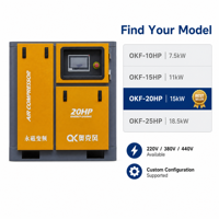 Compresor de Aire de Tornillo Estacionario AOKEF 20HP 15KW, Ahorro de Energía, VSD 380V 8-13bar, Nivel de Protección IP54, Motor de Bomba PLC
