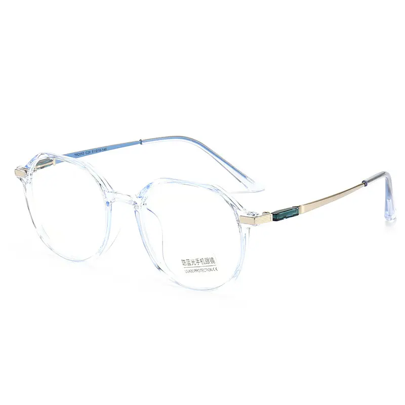 Occhiali 2024 con montatura rotonda irregolare da vendita calda con montatura traslucida per occhiali chiari anti-blu