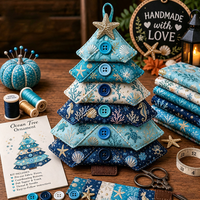 Kit de Costura DIY para Adorno de Árbol de Navidad de Tela en Capas, Tela de Retazos Precortada, Decoración Colgante para Árbol de Navidad, Kit de Manualidades Hechas a Mano para Adultos