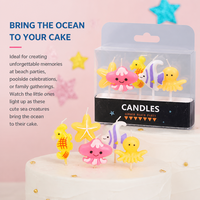 Bougies d'anniversaire en gros sur le thème de la vie marine, 5 pièces, bougies décoratives pour gâteaux en forme d'animaux marins, OEM disponible pour les fournitures de fête pour enfants