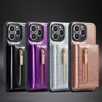 Pour iPhone 15 Pro Max coque de téléphone portefeuille à paillettes deux-en-un housse de protection magnétique pour iPhone 14 13 12 11 coque de téléphone