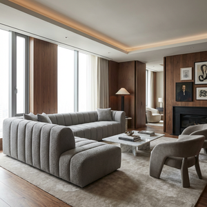 Conjunto de Sofás Modernos Grises con Mechones, para Hotel y Sala de Estar, Modular y Seccional de Lujo - Product Image 5